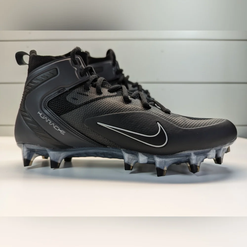 Nike Alpha Huarache 8 Elite Black Smoke Grey Lacrosse cleats size Men's 8 - Picture 2 of 9